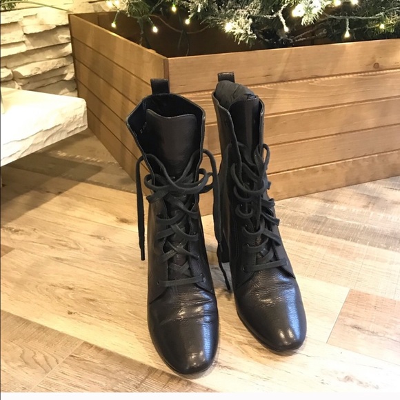 Saint Laurent Shoes - SALE YSL black logo lace up booties size 41.5